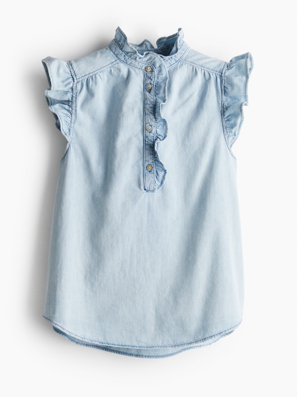 H&M Flutter Sleeve Denim Blouse